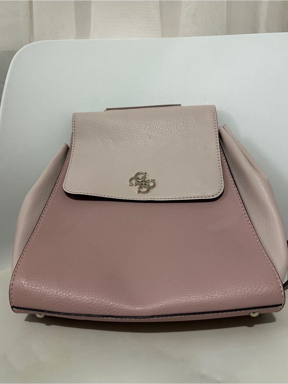 GUESS Kim Mini Backpack Dusty Pink Beige Gold-Tone Handle VG740432